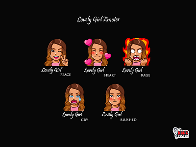 Lovely Girl Twitch Emotes blush creative cry customemote customemotes design designer emoji emote emoteart emotes graphicforstream heart peace rage sticker twitch twitchemote twitchemotes twitchstreamer