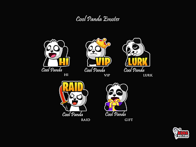 Cool Panda Twitch Emotes creativity customemote customemotes design designer emoji emote emoteart emotes gift graphicforstream hi lurk panda raid sticker streamers twitchemote twitchemotes vip