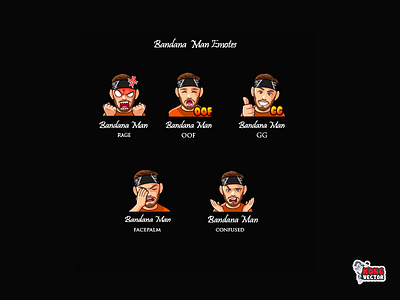 Bandana Man twitch Emotes twitch cartoon character customemote daily fun design designer emoji emote emotes faceplam fun funny gg graphicforstream oof rage streamers twitch twitch logo twitchemote twitchemotes