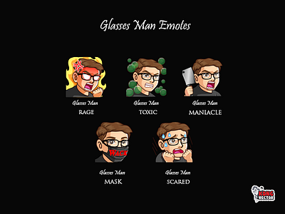 Glasses Man Twitch Emote creativity customemote customemotes design designer emoji emote emoteart emotes graphicforstream maniacle mask rage scared sticker streamers toxic twitchemote twitchemotes twitchstreamers