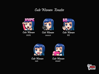 Cute Women Twitch Emote cartoon creativity customemote daily fun design designer emoji emote emoteart emotes graphicforstream hearts hi hype sad shoot streamer twitch twitchemote twitchemotes