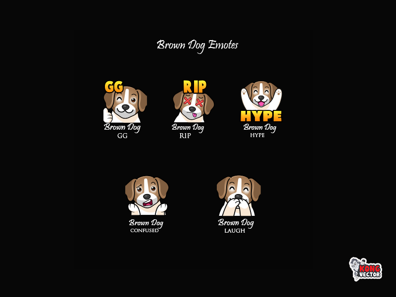 Brown Dog Twitch Emotes by Kong Vector on Dribbble