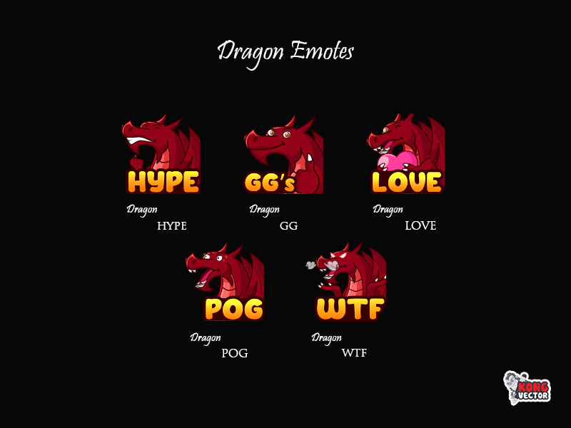 Dragon Twitch Emotes by Kong Vector on Dribbble