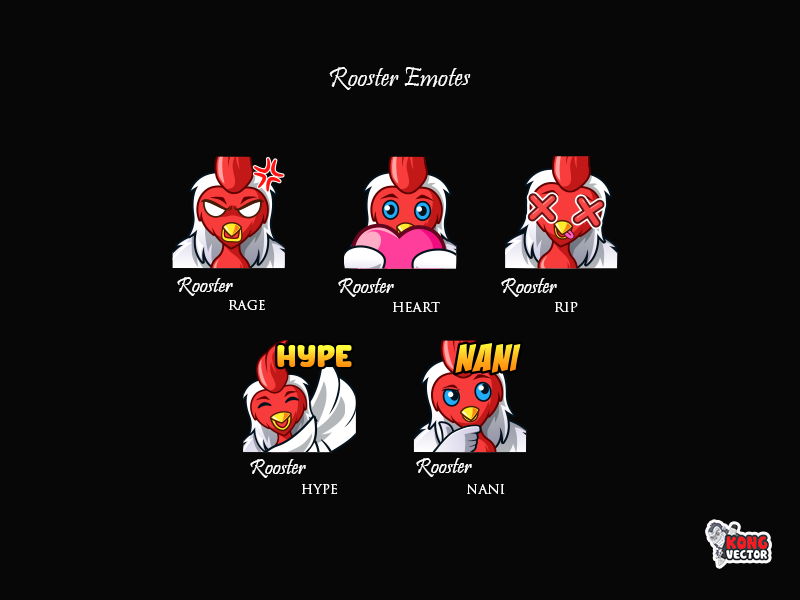 Rooster Twitch Emotes by Kong Vector on Dribbble