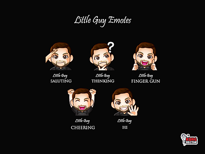 Little Guy Twitch Emotes cartoon cheering customemote customemotes design designer emoji emote emoteart emotes fingergun graphicforstream hi saluting sticker streamers thinking twitchemote twitchemotes twitchstreamers