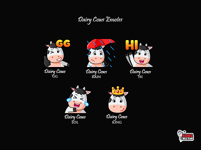 Dairy Cows Twitch Emotes amazing cartoon character creativeidea customemote customemotes daily fun design designs emoji emote emoteart emotes gg graphicforstream hi king lol rain twitch
