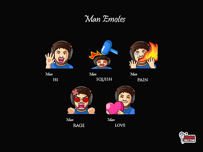 Man Twitch Emotes cartoon customemote customemotes design emoji emote emoteart emotes graphicforstream hi love man pain rage squish stickers streamers twitchemote twitchemotes twitchstreamers