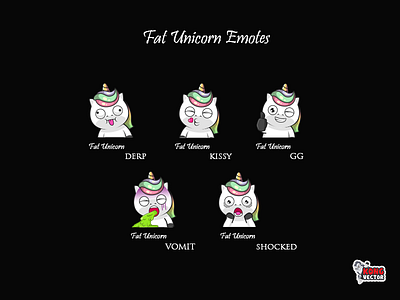 Fat Unicorn Twitch Emotes cartoon customemote customemotes derp design emoji emote emoteart emotes fatunicorn gg graphicforstream kissy shocked sticker streamers twitchemote twitchemotes twitchstreamers vomit