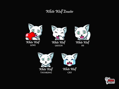 White Wolf Twitch Emotes cartoon cry customemote customemotes design emoji emote emoteart emotes graphicforstream hi laugh love sticker streamers thinking twitch twitchemote twitchstreamer wolf