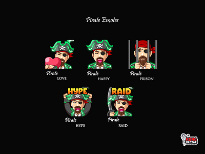 Pirate Twitch Emotes cartoon customemote design designs emoji emote emoteart emotes graphicforstream happy hype love prison raid sticker streamer twitch twitchemote twitchtv