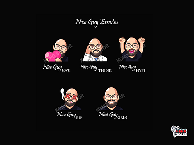 Nice Guy Twitch Emotes character customemote cute design emoji emote emoteart emotes emotestwitch graphicforstream grin hype illustrations love rip streamer think twitch twitchemote twitchemotes