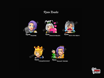 Riven Twitch Emotes cartoon character creative idea customemote daily fun design emoji emote emoteart emotes graphicforstream lol lolly love riven streamers twitch twitchemote twitchemotes wow