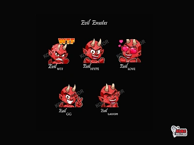 Evil Twitch Emotes cartoon creative idea customemote daily fun design emoji emote emoteart emotes gg graphicforstream hype illustration laughter love streamers twitch twitchemote twitchemotes wtf