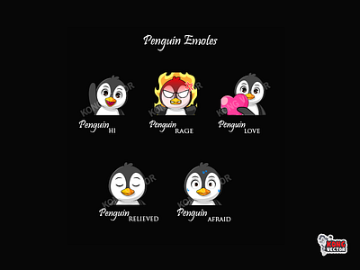 Penguin Twitch Emotes afraid cartoon character creative idea daily fun design emoji emote emoteart emotes graphicforstream hi love penguin rage relieved streamer twitch twitchemote twitchemotes