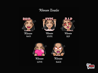 Women Twitch Emotes cartoon customemote customemotes emoji emote emoteart emotes graphicforstream hype love rage raid rip sticker streamers twitch twitchemote twitchemotes twitchstreamers woman