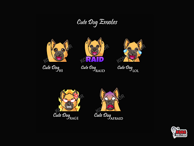 Cute Dog Twitch Emotes afraid cartoon customemote design dog emoji emote emoteart emotes graphicforstream hi lol rage raid sticker streamer twitch twitchemote twitchemotes twitchstreamer