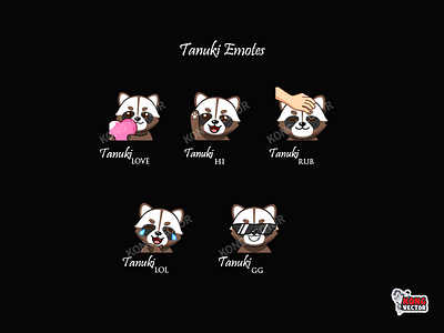 Tanuki Twitch Emotes animal animation cartoon cute design emoji emote emotes gg graphicforstreamer hi illustration lol love rub streamers tanuki twitch twitchemote twitchemotes