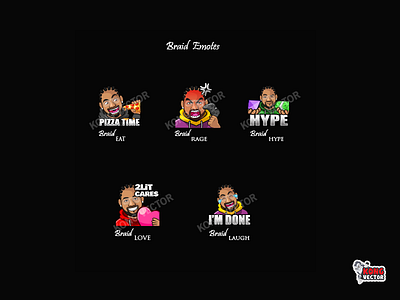 Braid Twitch Emotes animatedemotes cartoon design emoji emote emotes graphicforstream illustration logo streamers twitch twitchemote twitchemotes