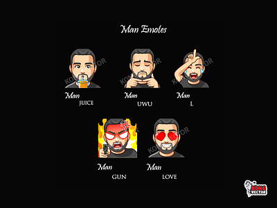 Man Twitch Emotes cartoon custom customemote customemotes designer emoji emote emotes graphicdesign gun illustration juice letterl love man sticker twitch twitchemote twitchemotes uwu