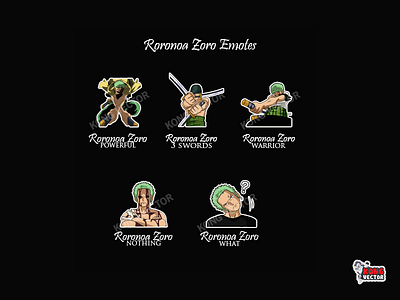 Roronoa Zoro Twitch Emotes 3 swords animation cartoon design emoji emote emotes graphic design illustration nothing one piece powerful roronoa zoro streamers twitch twitchemote twitchemotes warrior what zoro