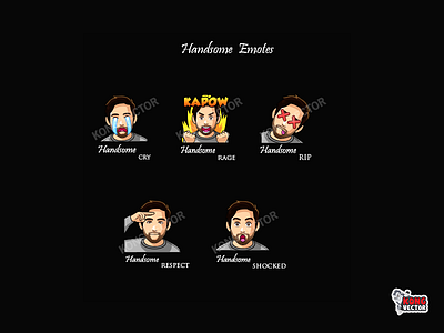 Handsome Twitch Emotes 3d animation branding cartoon design emoji emote emotes graphic design illustration logo motion graphics twitch twitchemote twitchemotes ui