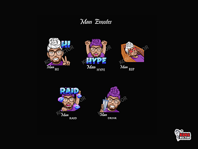 Man Twitch Emotes 3d animation branding cartoon design emoji emote emotes graphic design illustration logo motion graphics twitch twitchemote twitchemotes ui