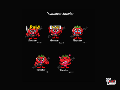 Tomatoes Twitch Emotes 3d animation branding cartoon design emoji emote emotes graphic design illustration logo motion graphics twitch twitchemote twitchemotes ui