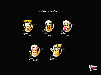 Glass Twitch Emotes 3d animation branding cartoon design emoji emote emotes graphic design illustration logo motion graphics twitch twitchemote twitchemotes ui