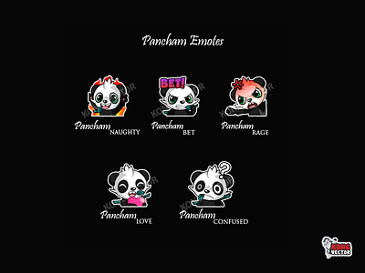 Pancham Pokemon Twitch Emotes bet cartoon confused design emoji emote emotes graphic design graphicfrostreamers illustration love naughty pancham panda pokemon rage twitch twitchemote twitchemotes vectorart