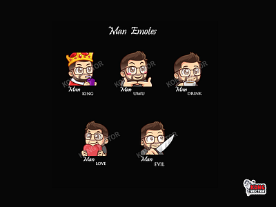 Man twitch Emotes 3d animation branding cartoon design emoji emote emotes graphic design illustration logo motion graphics twitch twitchemote twitchemotes ui