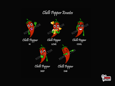 Chilli Pepper Twitch Emotes cartoon chillipepper cool dab dabbing design emoji emote emotes glasses hi illustration logo love skep sticker twitch twitchemote twitchemotes waving