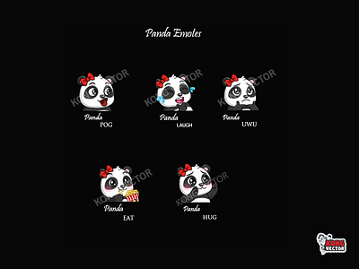 Panda Twitch Emotes cartoon design eat emoji emote emotes hug illustration laugh pog twitch twitchemote twitchemotes uwu