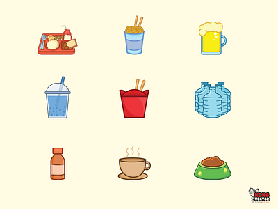 Food And Drink Icon Collection animal food bottle coffee daily drink daily food drink collection food collection gallons of water soft drink