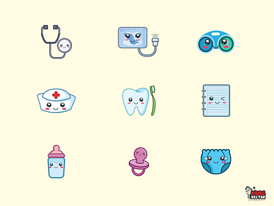 Medical Tools And Baby Gear Icon Collection