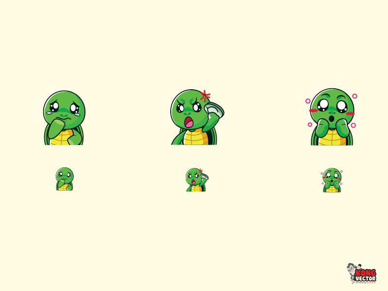 Turtle cute emotes by Kong Vector on Dribbble