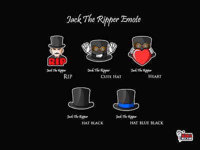 Jack The Ripper blue black cartoon character creative idea cute adorable cute hat daily fun drawing emote emotes funny heart jack the ripper love rip top hat twitch twitchemote