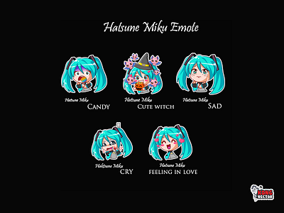 Hatsune Miku candy cartoon character comic cry cute adorable cute witch daily fun drawing emote feeling in love funny happy look hatsune miku heart inspiration love sad twitch twitchemote