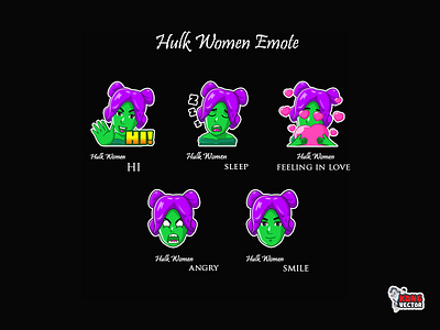 Hulk Women angry cartoon comic creative idea cute adorable daily fun drawing emotes feeling in love funny green happy look hig hulk love sleep smile twitch twitch emote women