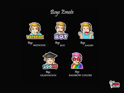 Boys Emote angry bot boys cartoon character comic creative idea daily fun drawing emote funny graduation man rainbow colors star twitch twitch emote watdoink