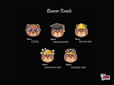 Beaver Emote animals beaver cartoon character comic creative idea cute cute adorable daily fun emote engineer hat funny glasses hat graduation happy look inspiration stars twitch twitch emote yellow hat