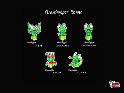 Grasshoper angry animals arrogant cartoon comic creative idea cute cute adorable daily fun disappointed drawing emote funny grasshopper green happy look hype rage twitch