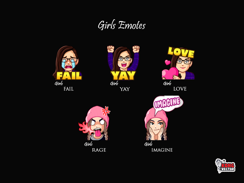 Girls Twitch Emotes by Kong Vector on Dribbble