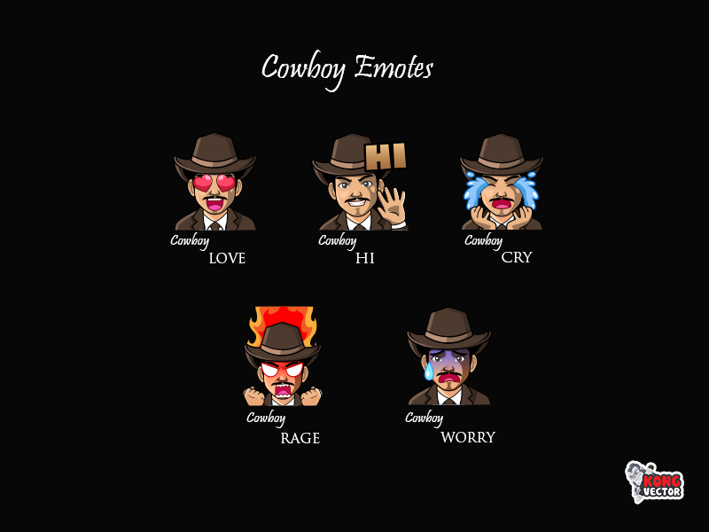 Cowboy Twitch Emotes by Kong Vector on Dribbble