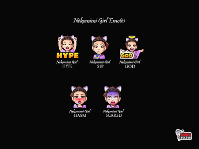 Nekomimi Girl Twitch Emotes