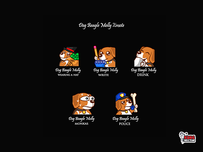 Dog Beagle Molly Twitch Emote creative design customemote cute cute fun funny design designs drink emoji emote emoteart graphicforstream monkas police sticker streamers twitch twitchemote twitchemotes wearing a hat write