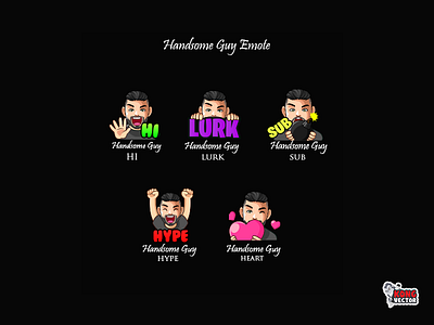 Handsome Guy Twitch Emote creative design customemote daily fun design emoji emote emoteart emotes graphicforstream handsome heart hi hype lurk sticker streamers sub twitch twitchemote twitchemotes