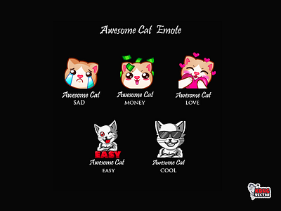 Awesome Cat Twitch Emote awesome cat cool creative design customemote design easy emoji emote emoteart emotes graphicforstream love money sad sticker streamers twitch twitchemote twitchemotes