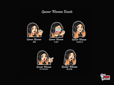 Gamer Women Twitch Emote blink cartoon creative design cry customemote cute daily fun design art emoji emote emoteart graphicforstream hi shocked smile sticker streamers twitch twitchemote twitchemotes