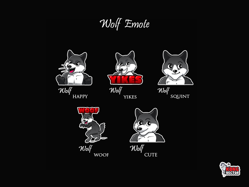 Wolf Twitch Emote by Kong Vector on Dribbble