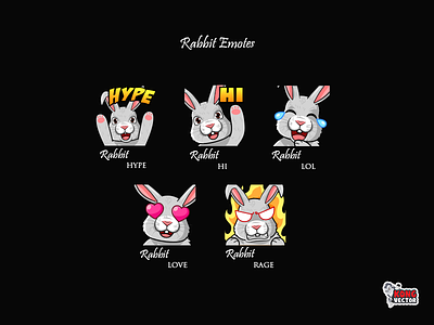 Rabbit Twitch Emote cartoon customemote emoji emote emoteart emotes graphicforstream hi hype lol love rage sticker streamer twitch twitchemote twitchemotes